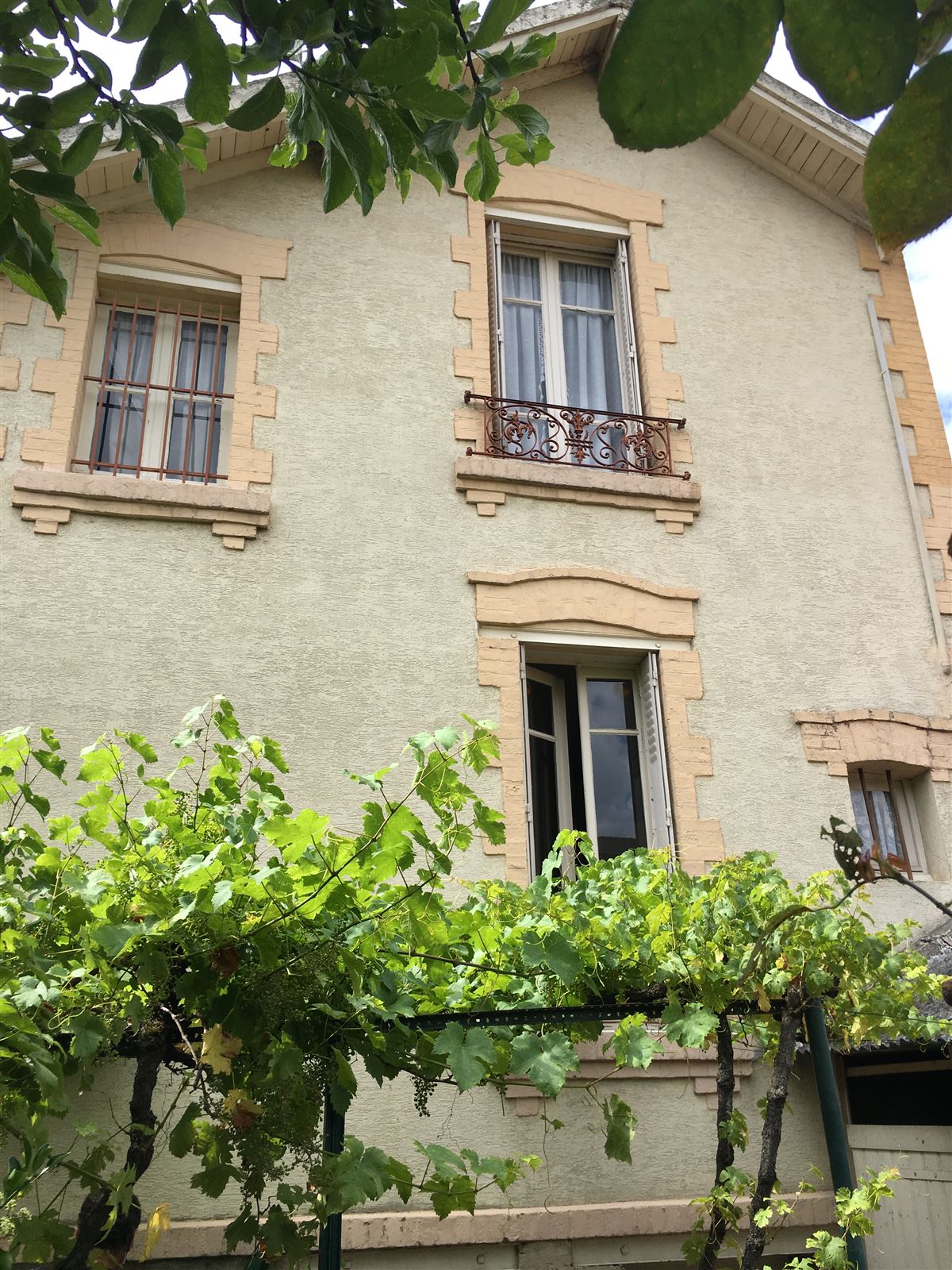 Façade existante, détail des encadrements en meulière
