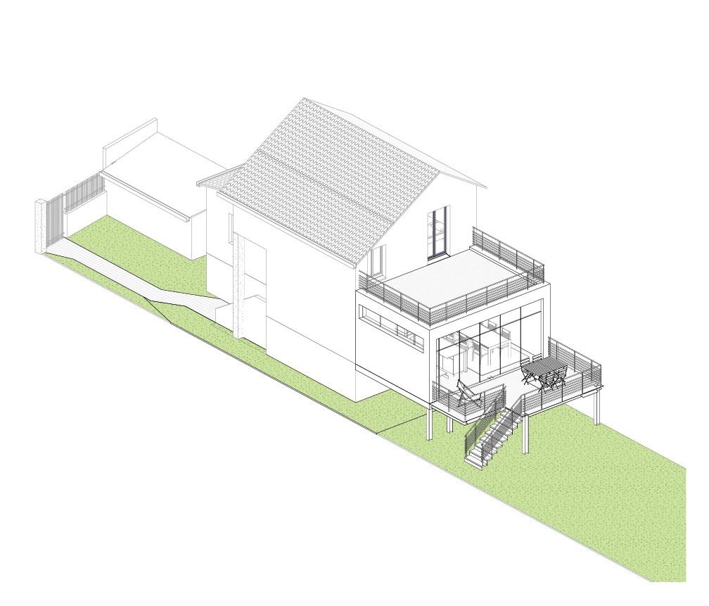 Perspective du projet d'extension sur pilotis