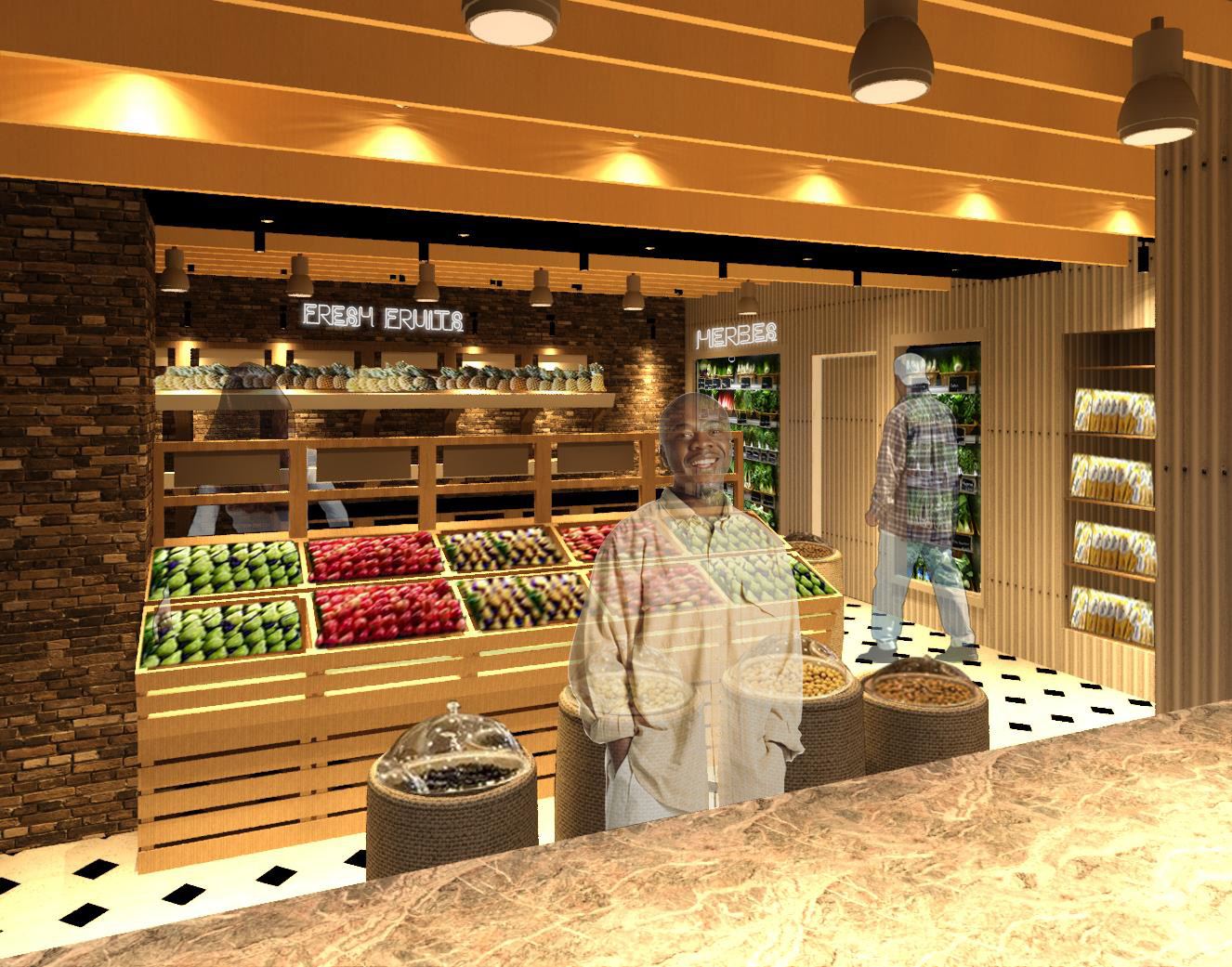 Comptoir et enseigne lumineuse Gusto Primeurs