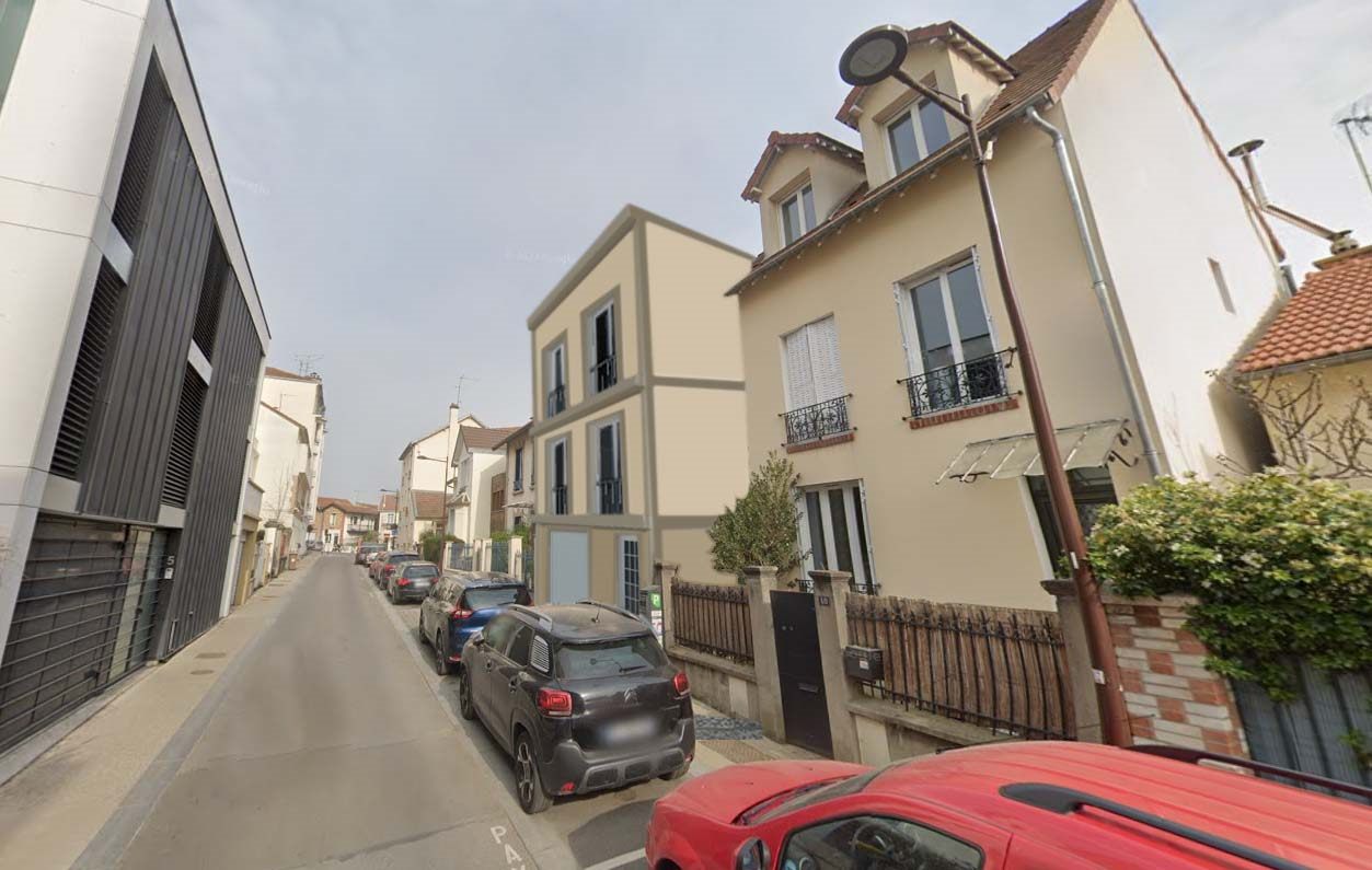 L'extension en façade sur rue, dans le prolongement de la maison