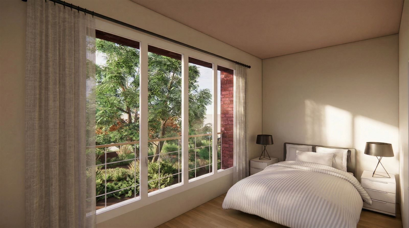 Maison 1, chambre à l'étage, image de synthèse