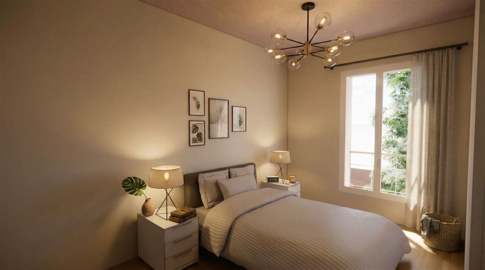 Maison 2, chambre à l'étage, image de synthèse