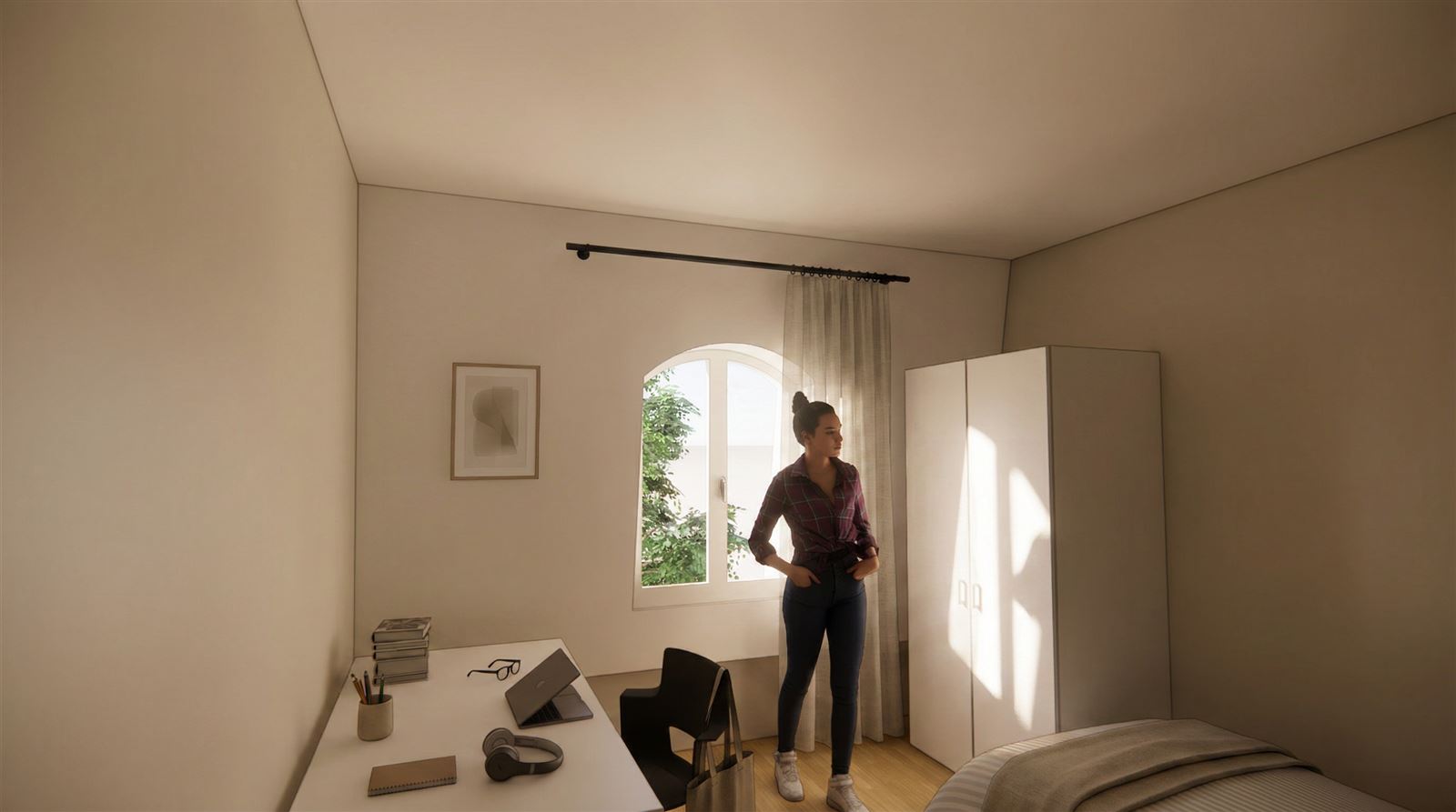Maison 2, chambre au 2e étage, image de synthèse