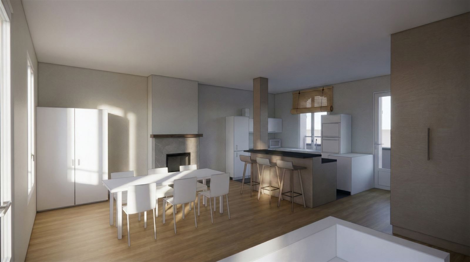 Maison 2, séjour et cuisine, image de synthèse