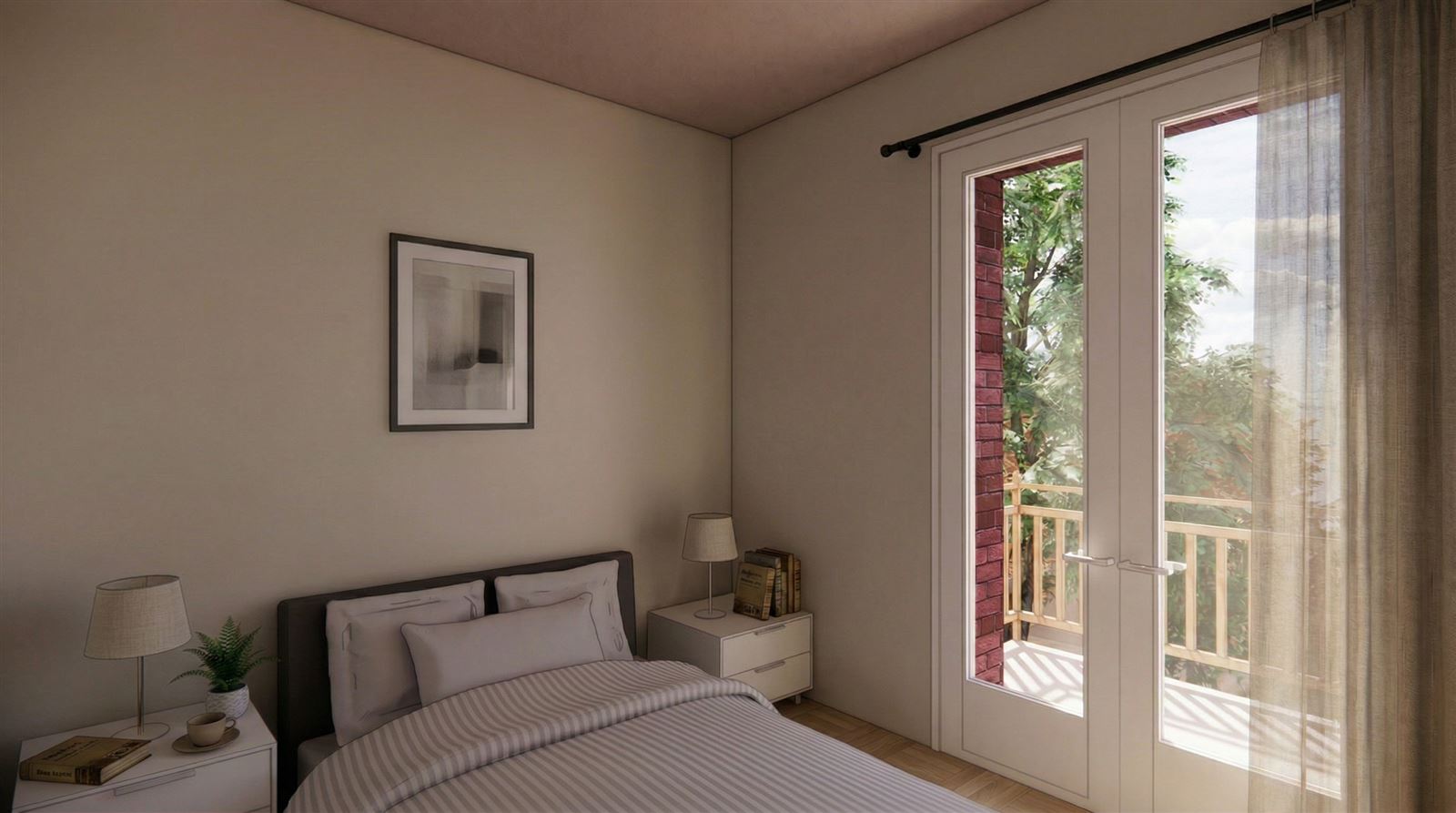 Maison 3, chambre à l'étage, image de synthèse