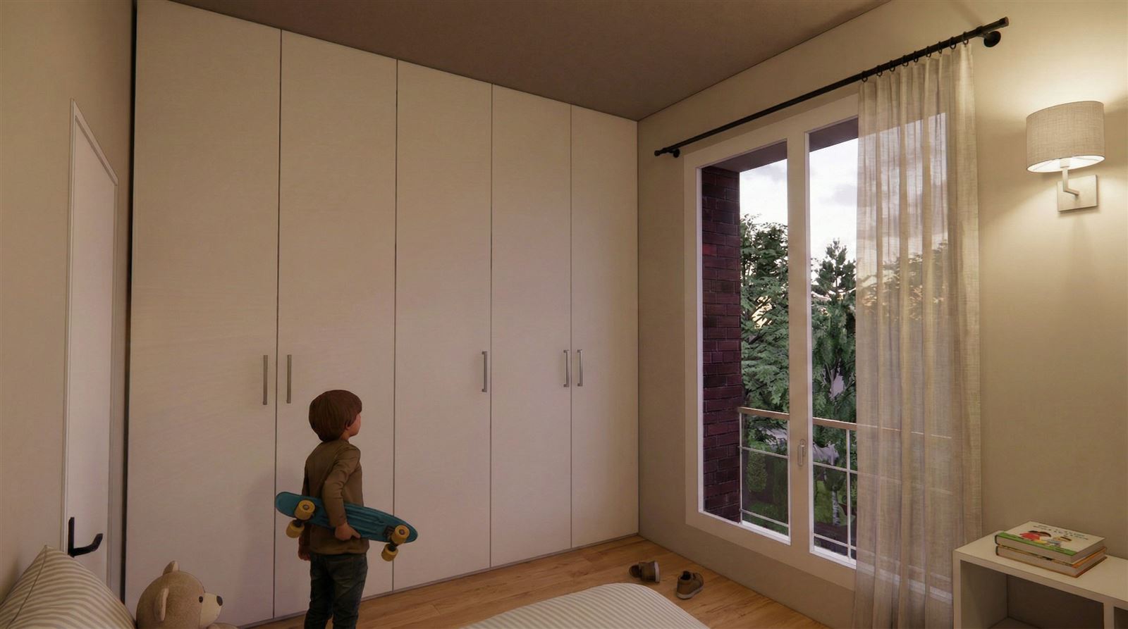 Maison 3, chambre à l'étage, image de synthèse