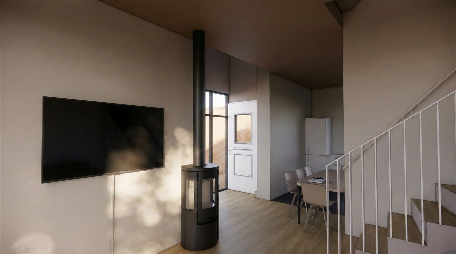 Maison 3, séjour et cuisine, image de synthèse