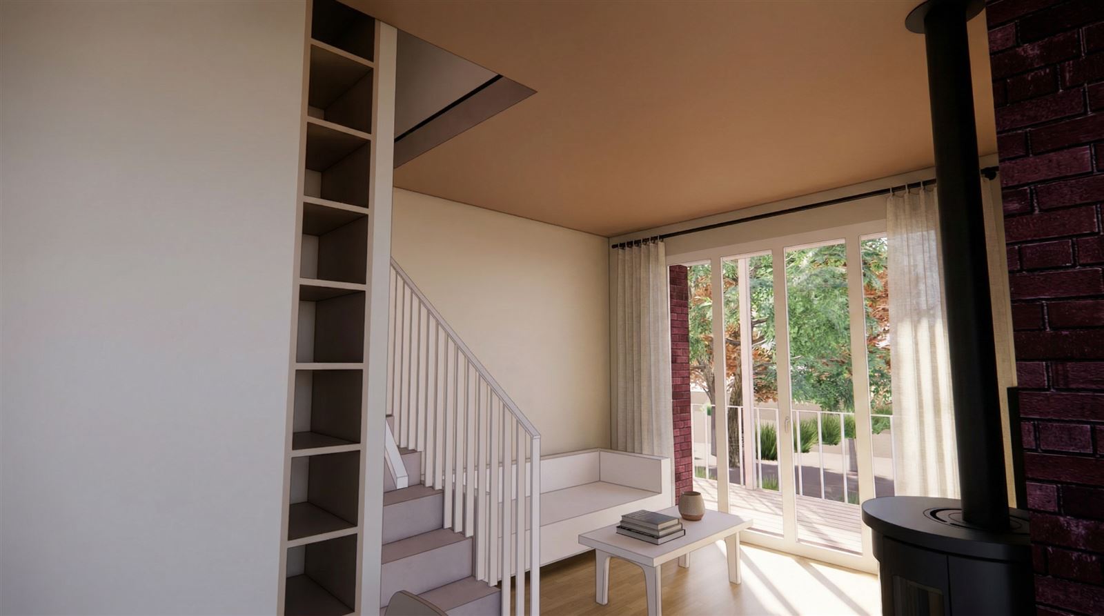 Maison 3, séjour et cuisine, image de synthèse